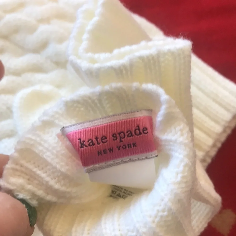 Brand New Kate Spade Cable Beanie Hat & Gloves Set Cream